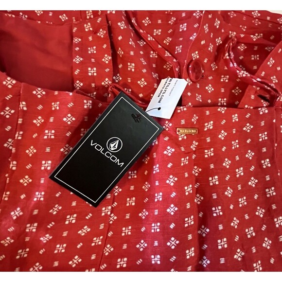 NEW VOLCOM SALT AND SUN RED BUTTON FRONT SPAGHETTI STRAP DRESS WOMANS XSMALL - Picture 7 of 16
